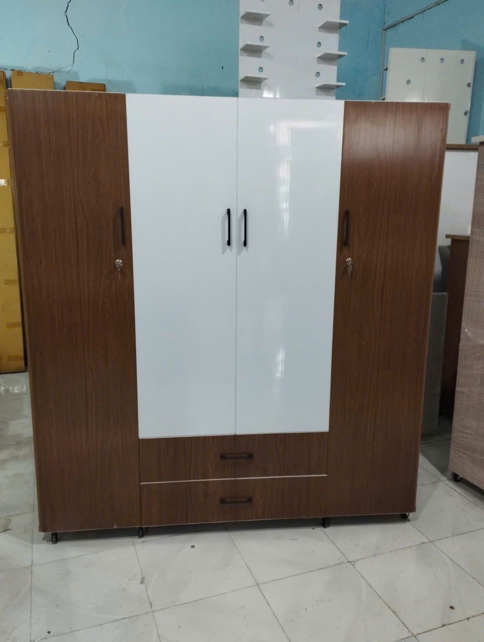 Tủ Nhựa Đài Loan 4 Cánh HL04 - Màu Óc Chó Phối Trắng