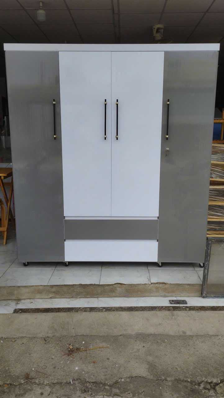 Tủ 4 Cánh HL4 - Phối Màu Trắng Xám