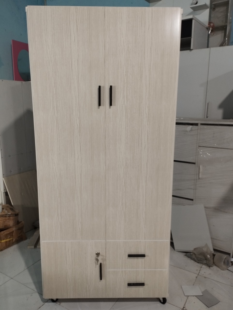 Tủ Nhựa Đại Loan 2 Cánh HL11 - Màu Sồi - Chân Đế