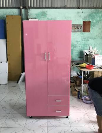 Tủ Nhựa Đại Loan 2 Cánh HL10 - Màu Hồng - Chân Đế