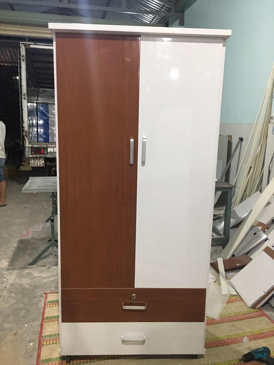 Tủ Nhựa Đại Loan 2 Cánh HL08 - Màu Nâu Trắng - Chân Đế