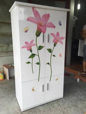 Tủ Nhựa Đại Loan 2 Cánh HL07 - Họa Tiết In 3D - Chân Đế
