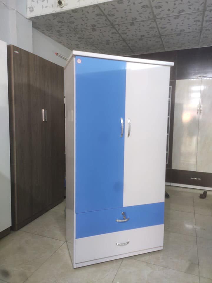 Tủ Nhựa Đại Loan 2 Cánh HL06 - Màu Xanh Trắng - Chân Đế