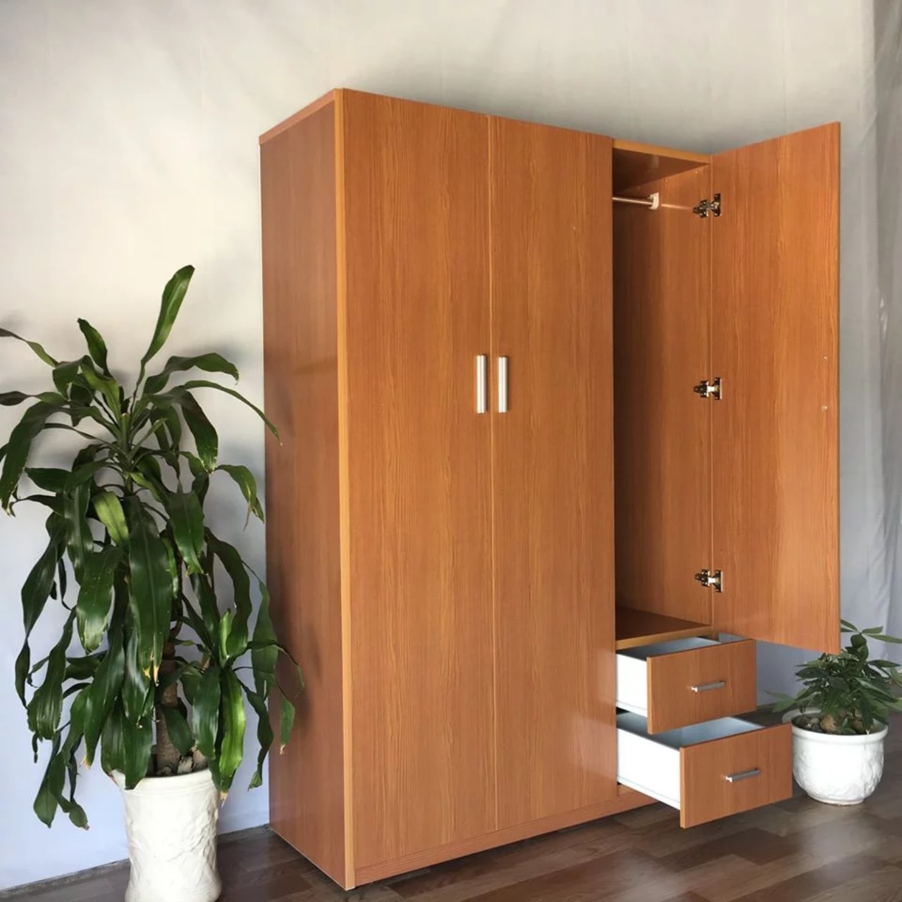 Tủ Nhựa Đài Loan 3 Cánh HL07 - Màu Vân Gỗ 