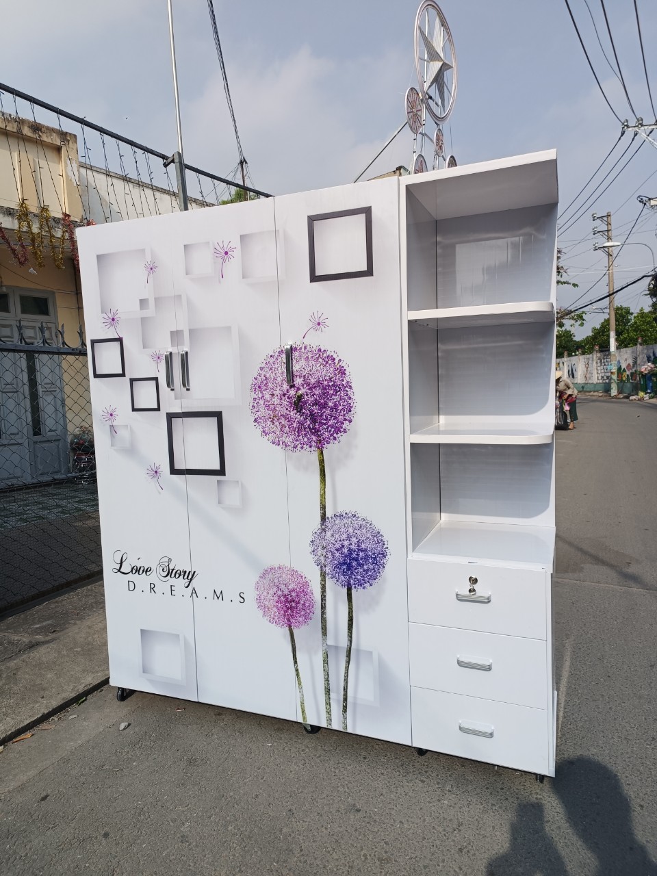 Tủ Nhựa Đài Loan 4 Cánh HL08 - Kệ 3 Tầng - In 3D