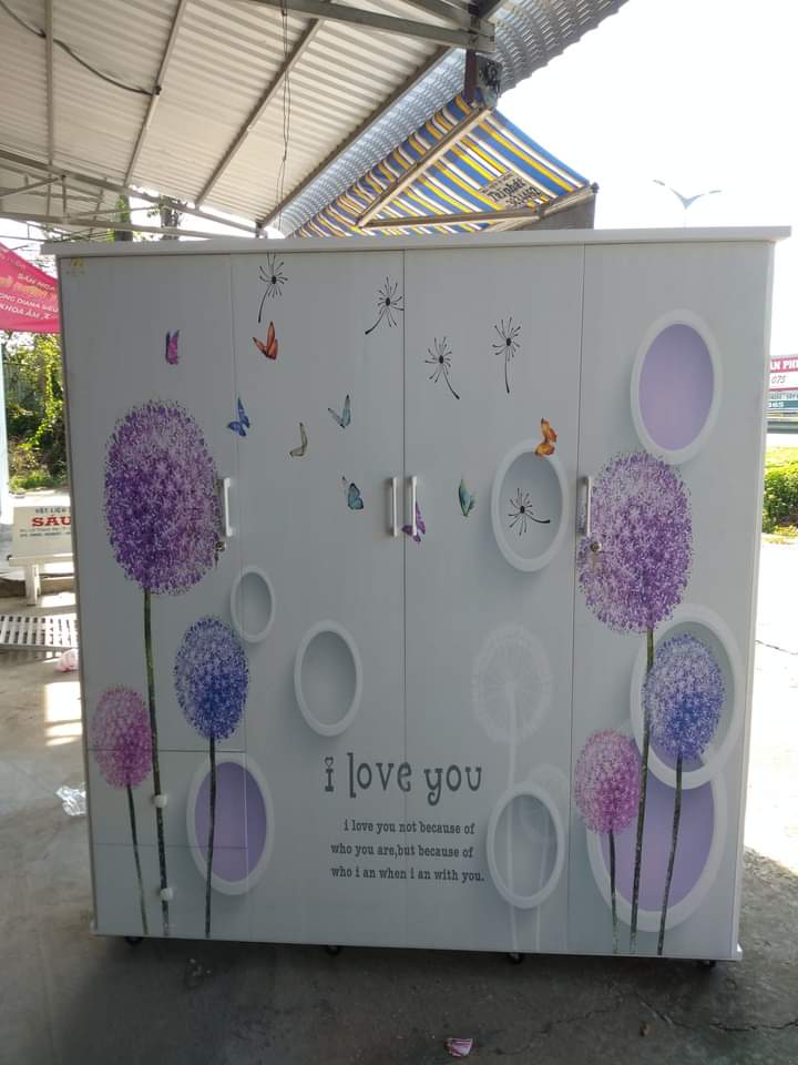 Tủ Nhựa Đài Loan 4 Cánh HL11 - Họa Tiết In 3D