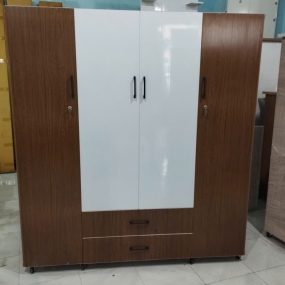 Tủ Nhựa Đài Loan 4 Cánh HL04 - Màu Óc Chó Phối Trắng