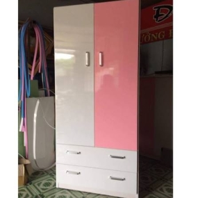 Tủ Nhựa Đại Loan 2 Cánh HL16 - Màu Trắng Hồng - Chân Đế