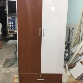 Tủ Nhựa Đại Loan 2 Cánh HL08 - Màu Nâu Trắng - Chân Đế