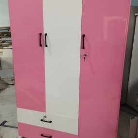 Tủ Nhựa Đài Loan 3 Cánh HL03 - Màu Trắng Phối Hồng