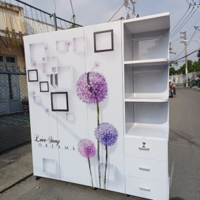 Tủ Nhựa Đài Loan 4 Cánh HL08 - Kệ 3 Tầng - In 3D
