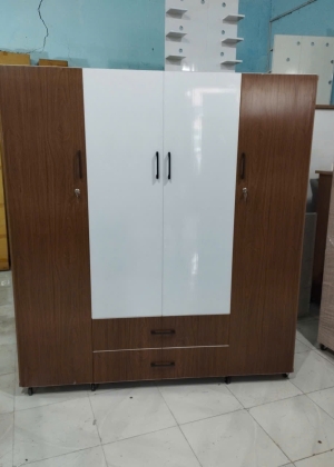 Tủ Nhựa Đài Loan 4 Cánh HL04 - Màu Óc Chó Phối Trắng