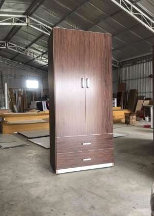 Tủ Nhựa Đại Loan 2 Cánh HL14 - Vân Gỗ - Chân Đế