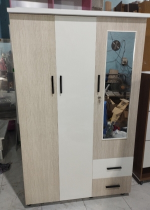 Tủ Nhựa Đài Loan 3 Cánh HL05 - Màu Vân Gỗ - Có Gương