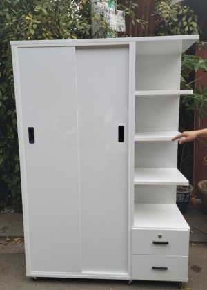 Tủ Nhựa Đài Loan 3 Cánh HL13 - Màu Trắng - Cửa Lùa