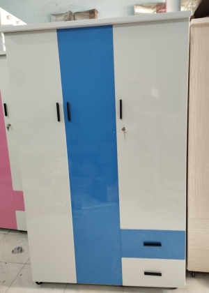 Tủ Nhựa Đài Loan 3 Cánh HL12 - Màu Trắng Phối Xanh