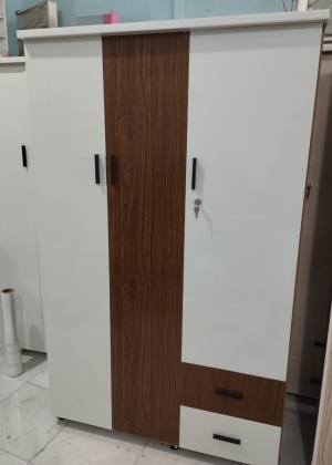 Tủ Nhựa Đài Loan 3 Cánh HL11 - Màu Nâu Gỗ Phối Trắng