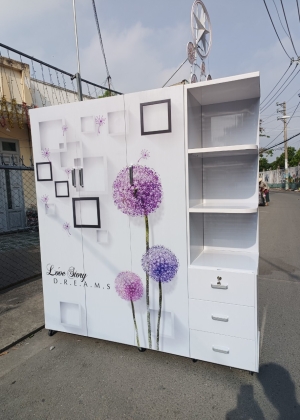 Tủ Nhựa Đài Loan 4 Cánh HL08 - Kệ 3 Tầng - In 3D