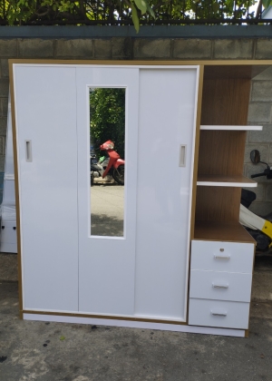 Tủ Nhựa Đài Loan 4 Cánh HL16 - Kệ 3 Tầng - Cửa Lùa